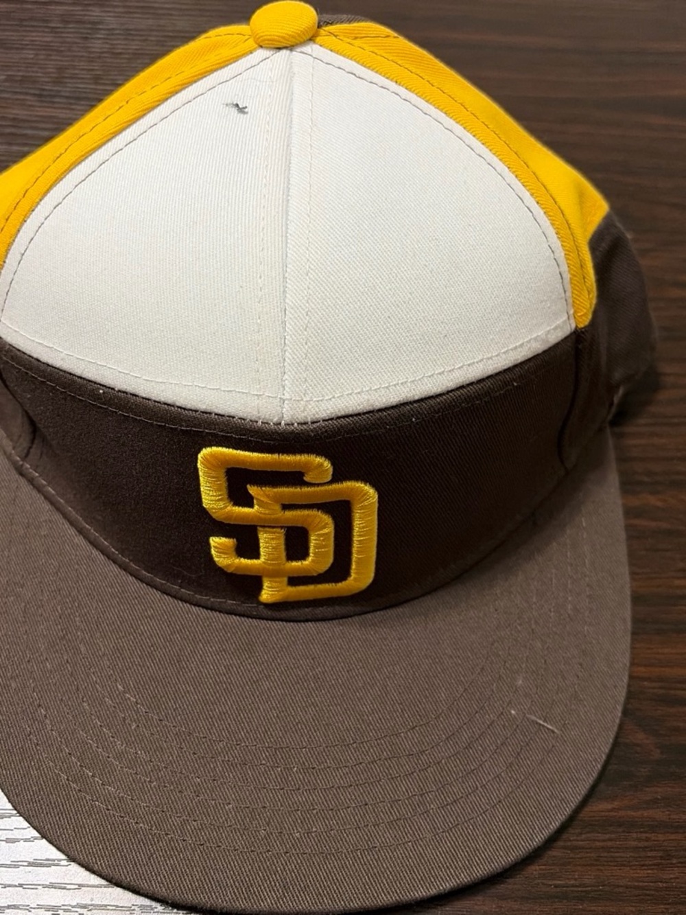 Brown & Yellow Baseball Cap with Embroidered SD Logo